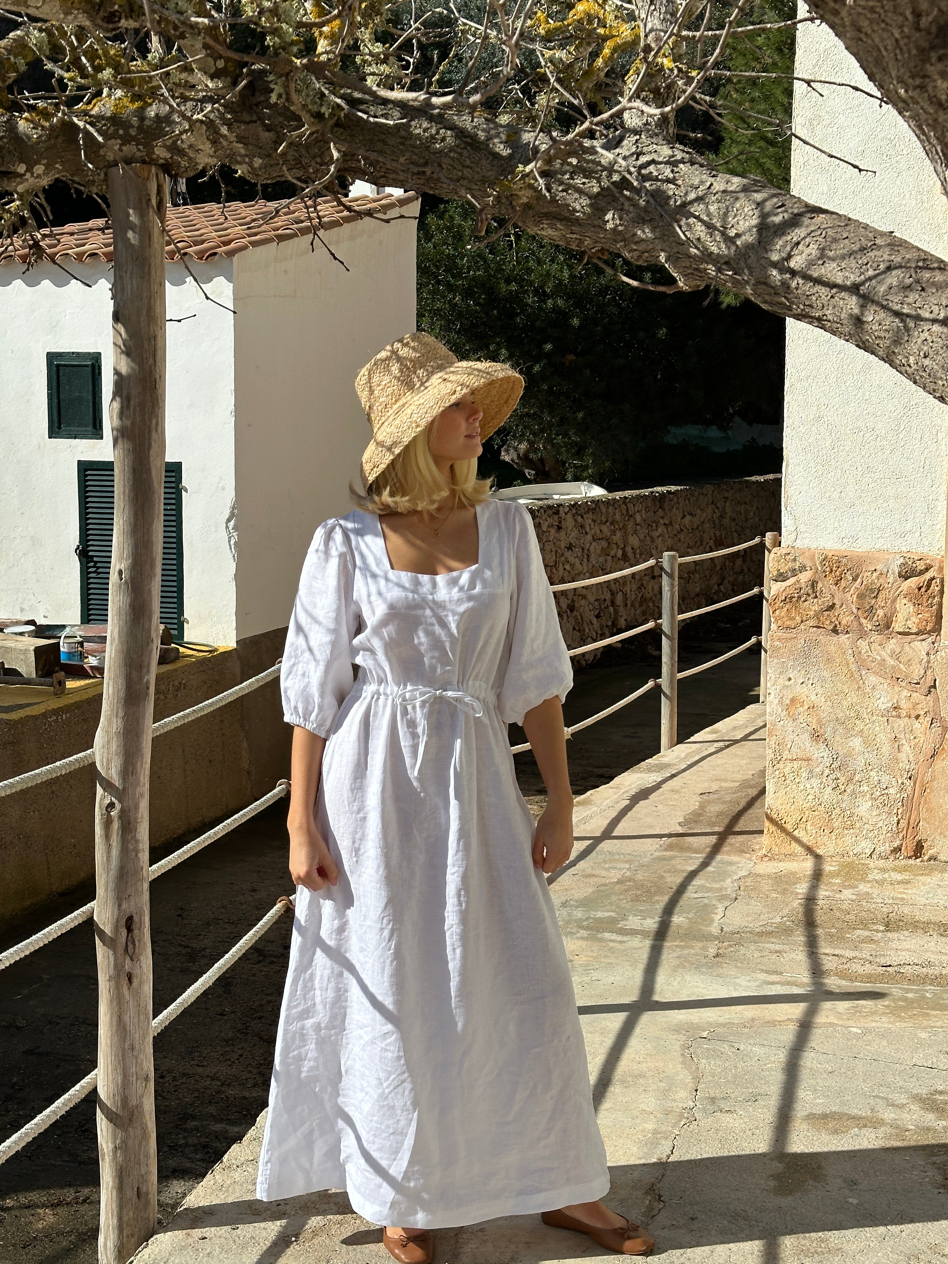 vestido de lino largo elegante