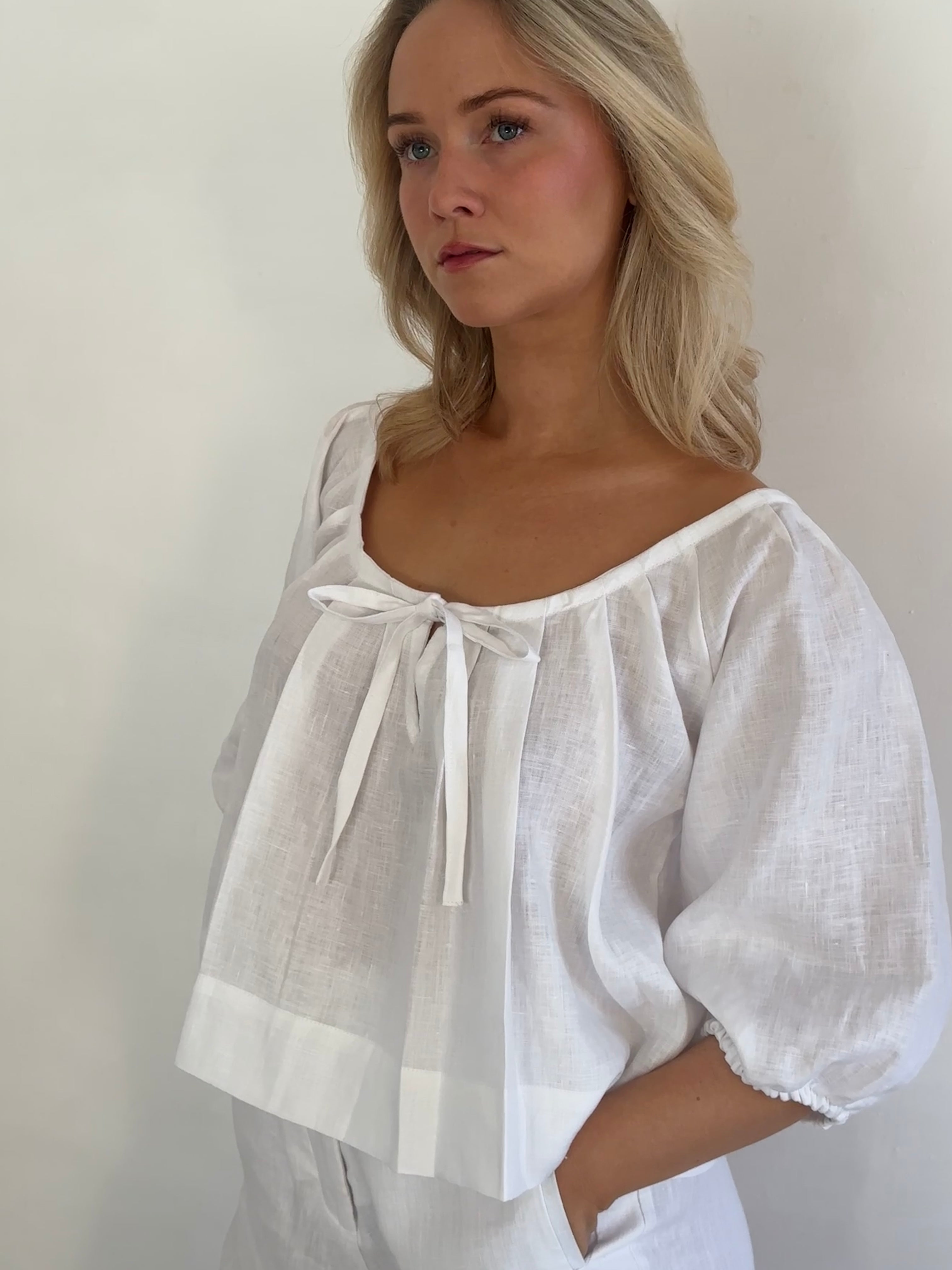 blusa lino moderna mujer