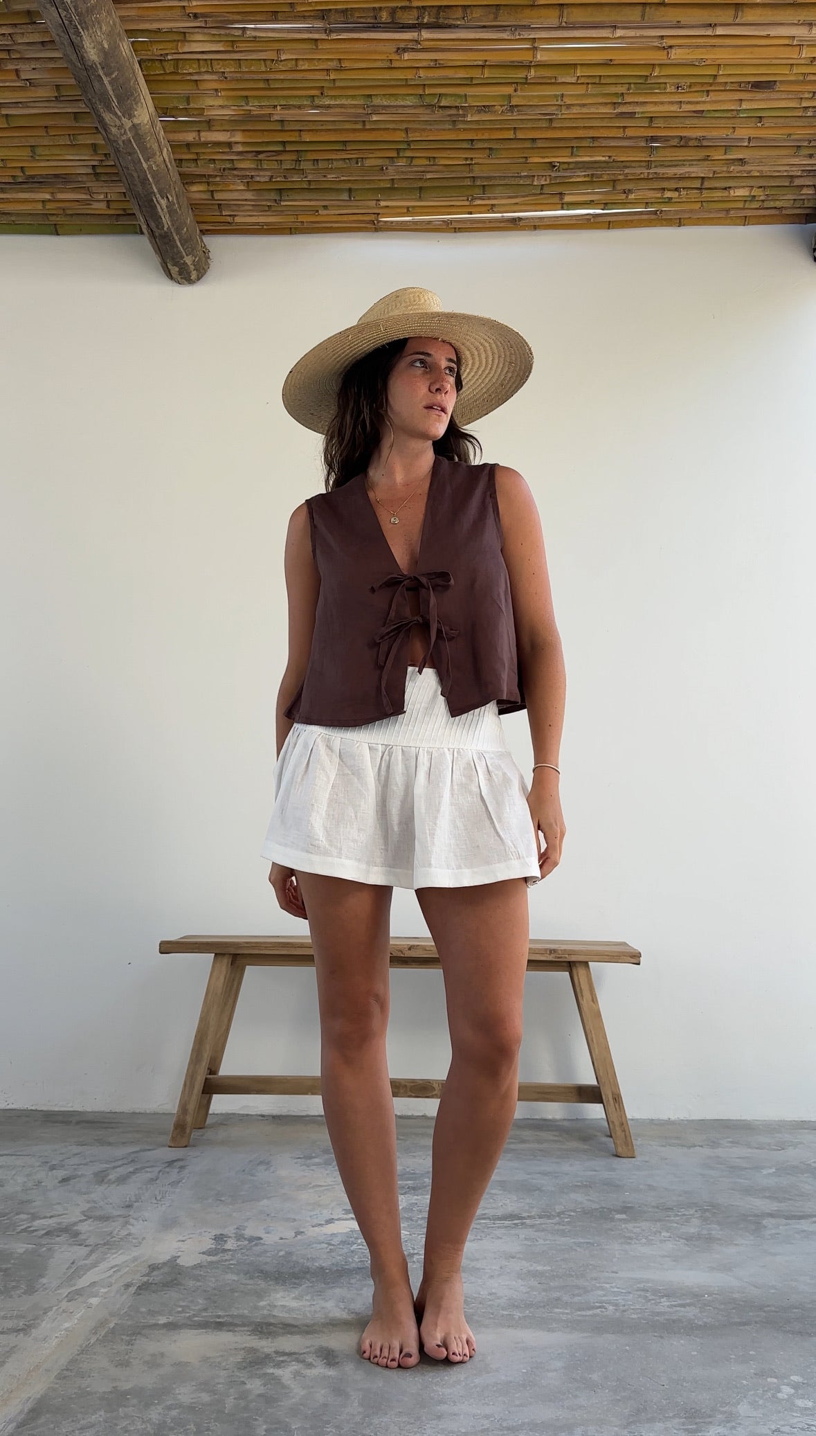 blusas de moda en lino color chocolate