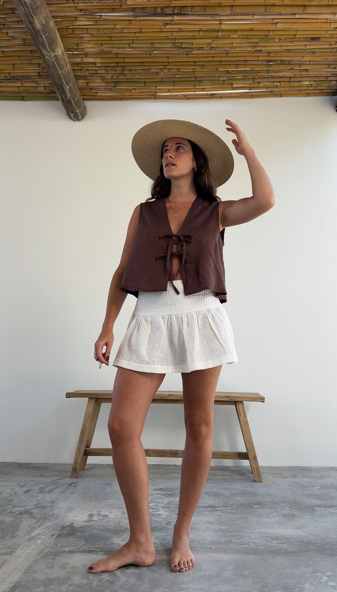 blusa de lino chocolate