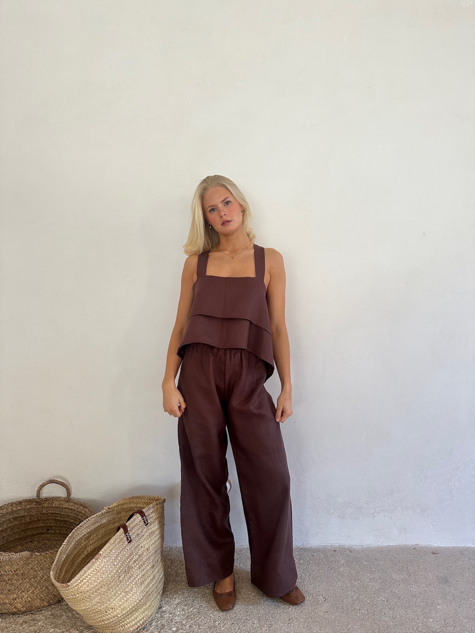 pantalon lino corte recto