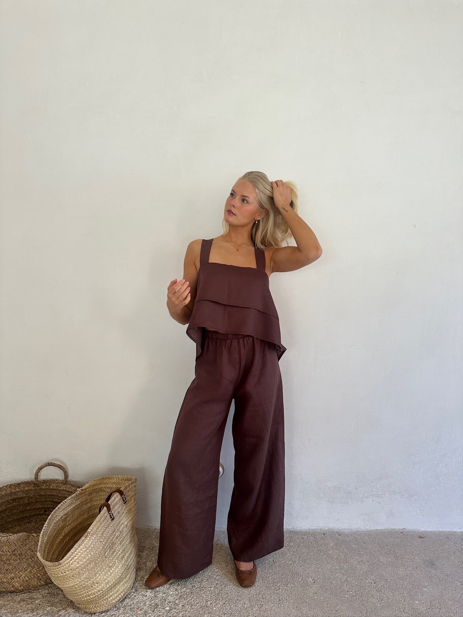 blusa lino mujer escote cuadrado