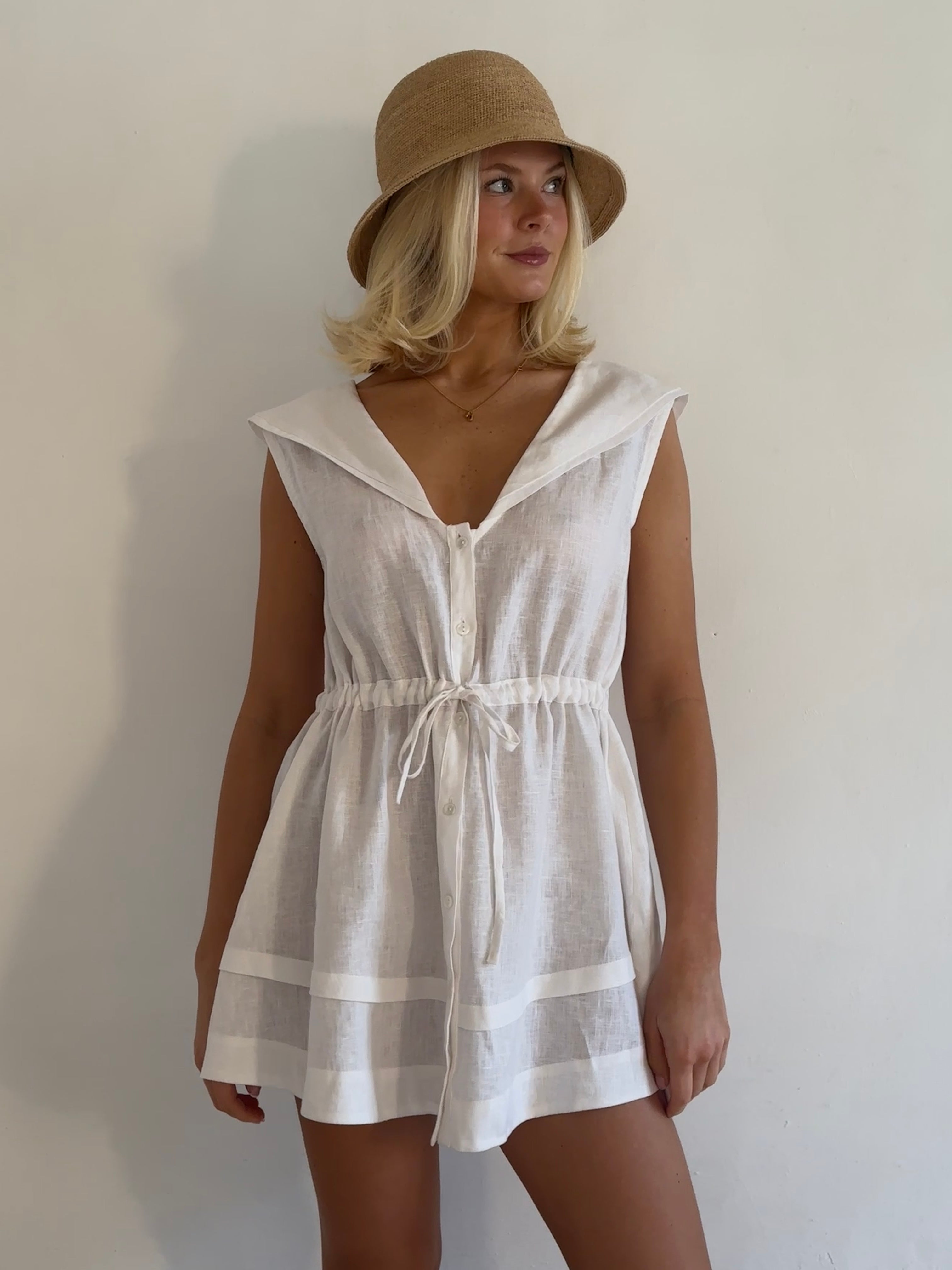 vestido blanco de lino mujer