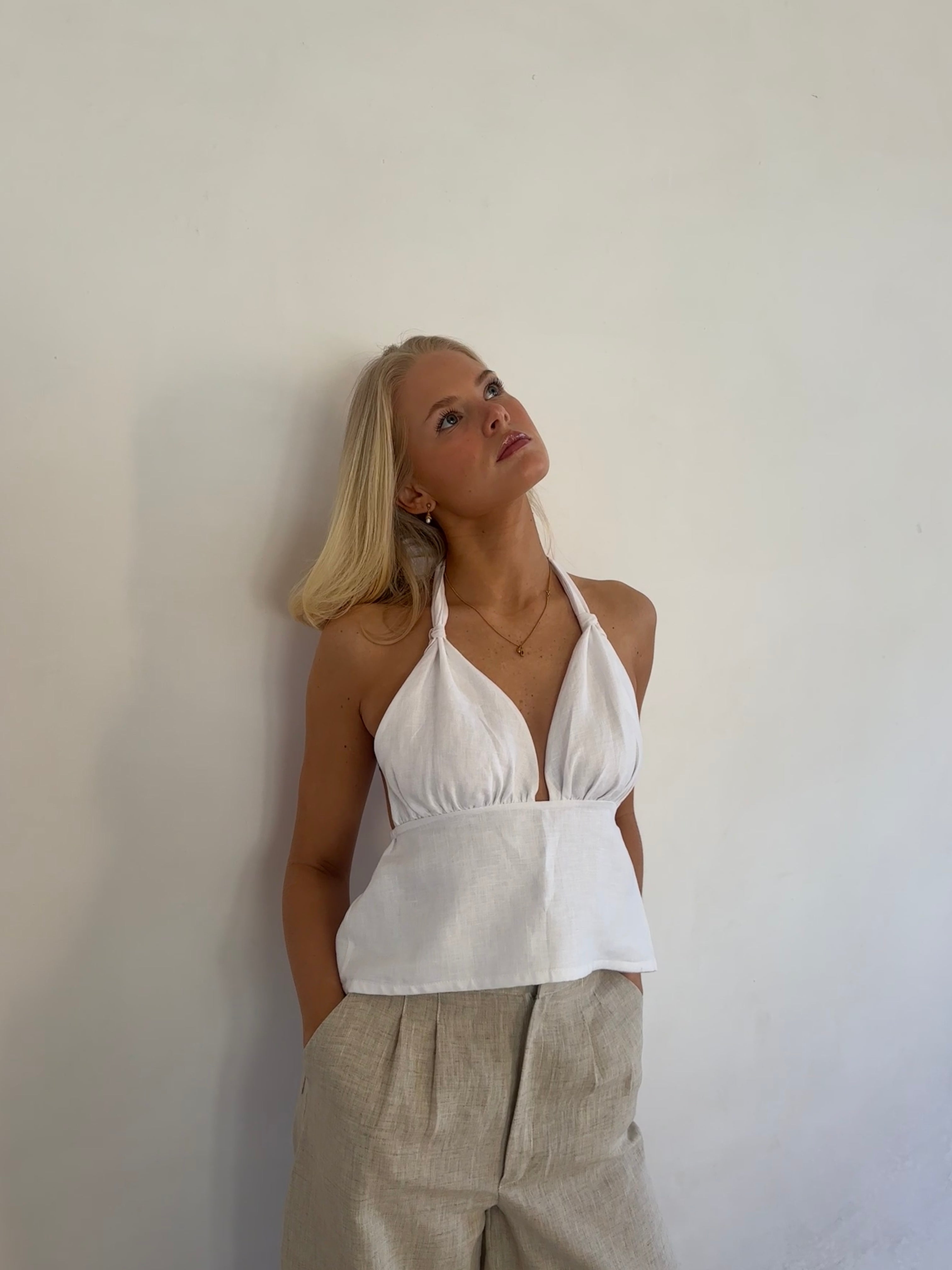 top de lino blanco verano