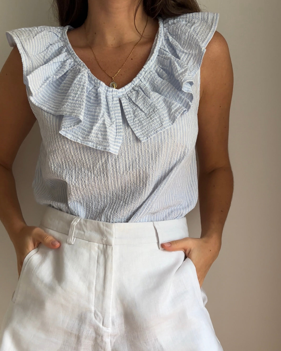 blusa de lino rayada 