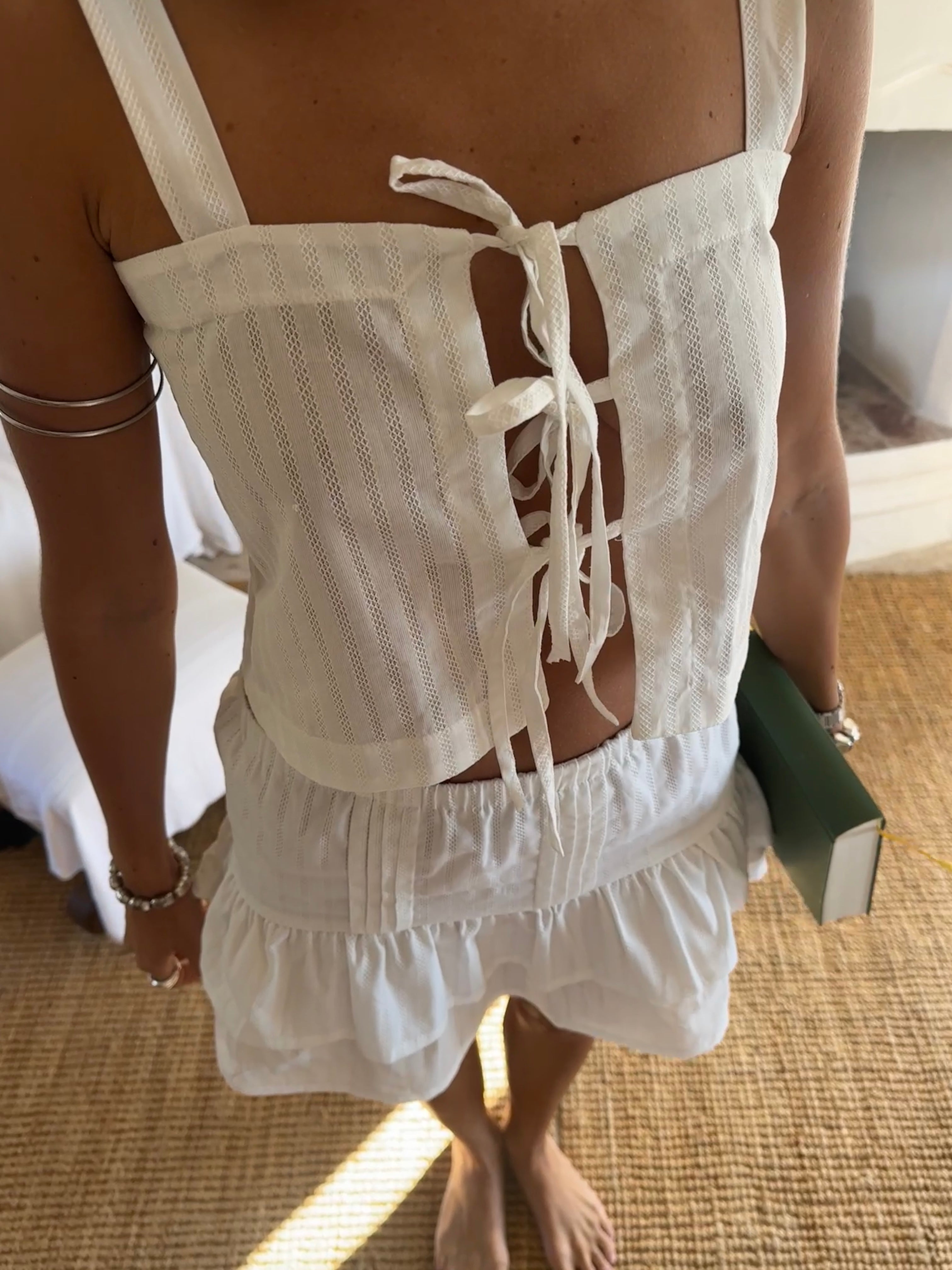 top blanco de lino 