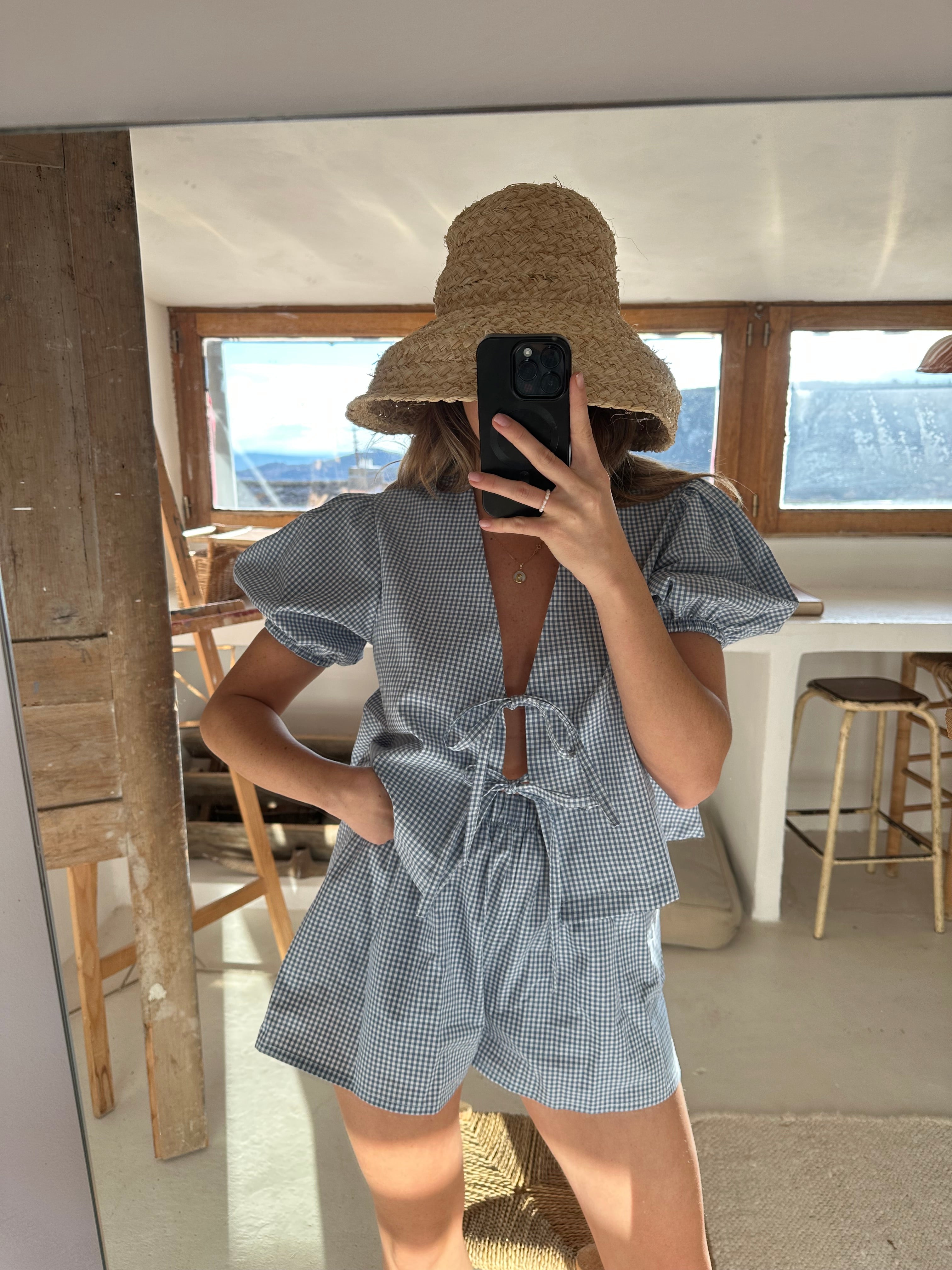 blusa de lino escote v