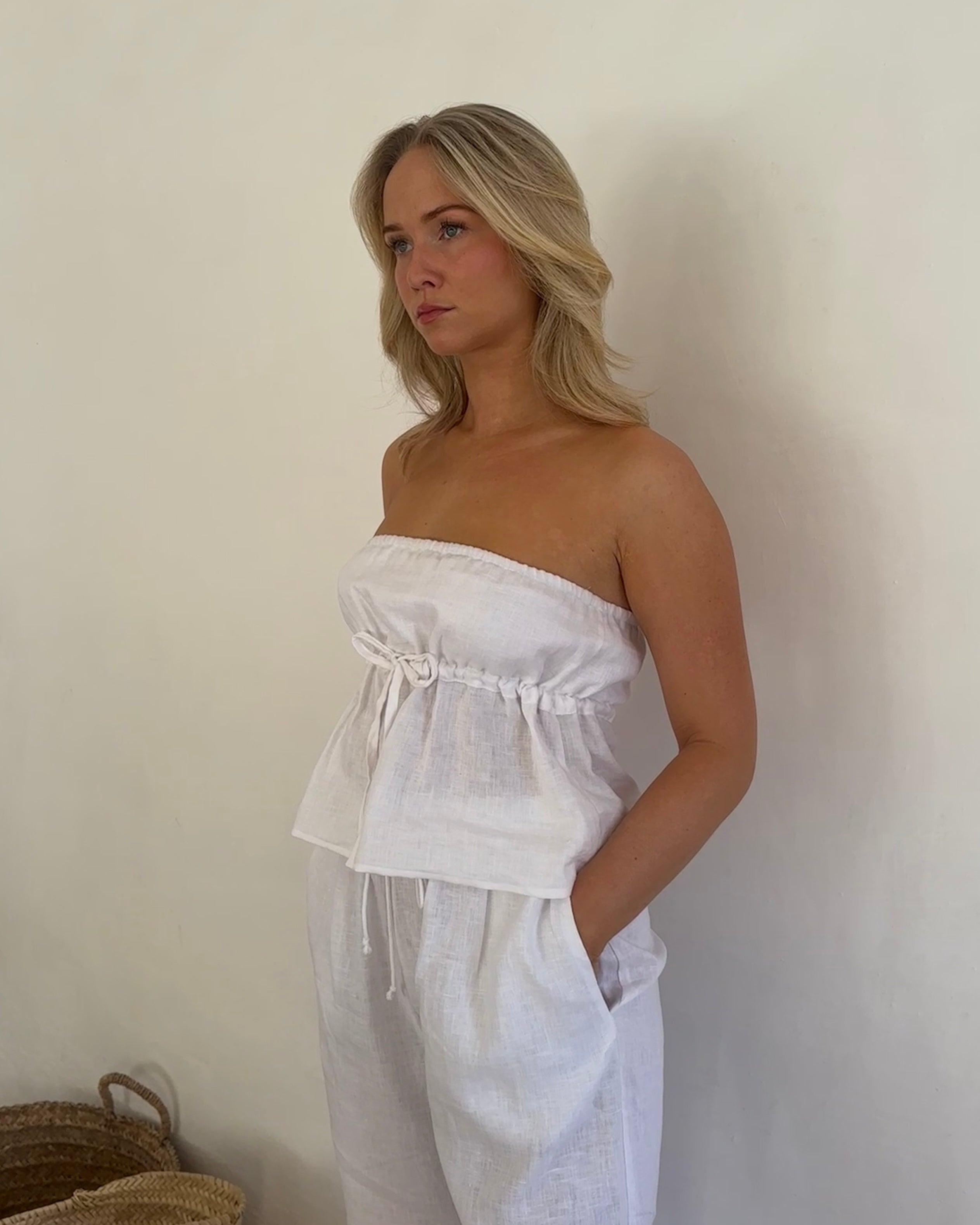 top de lino blanco
