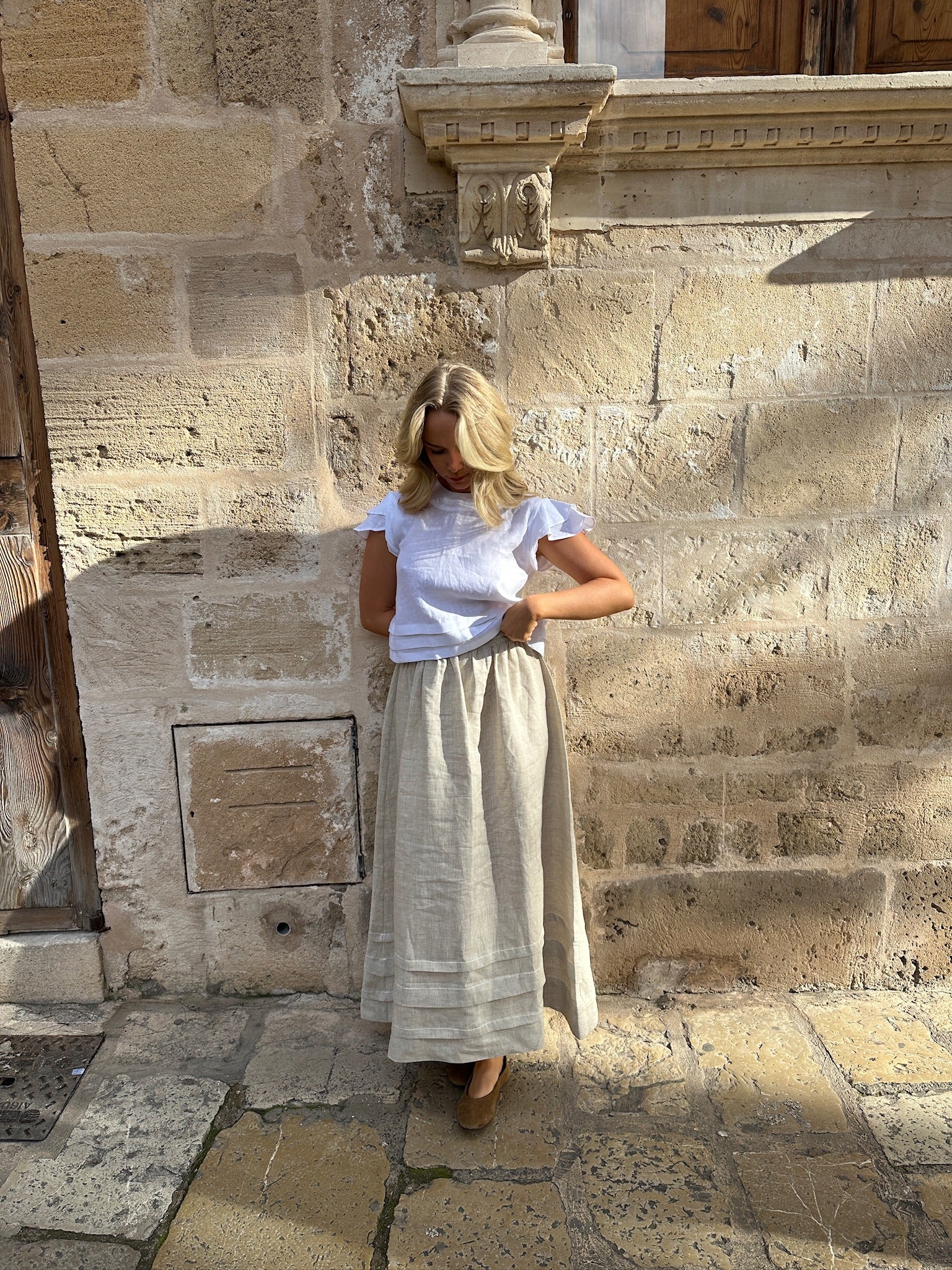 blusa de lino elegante mujer