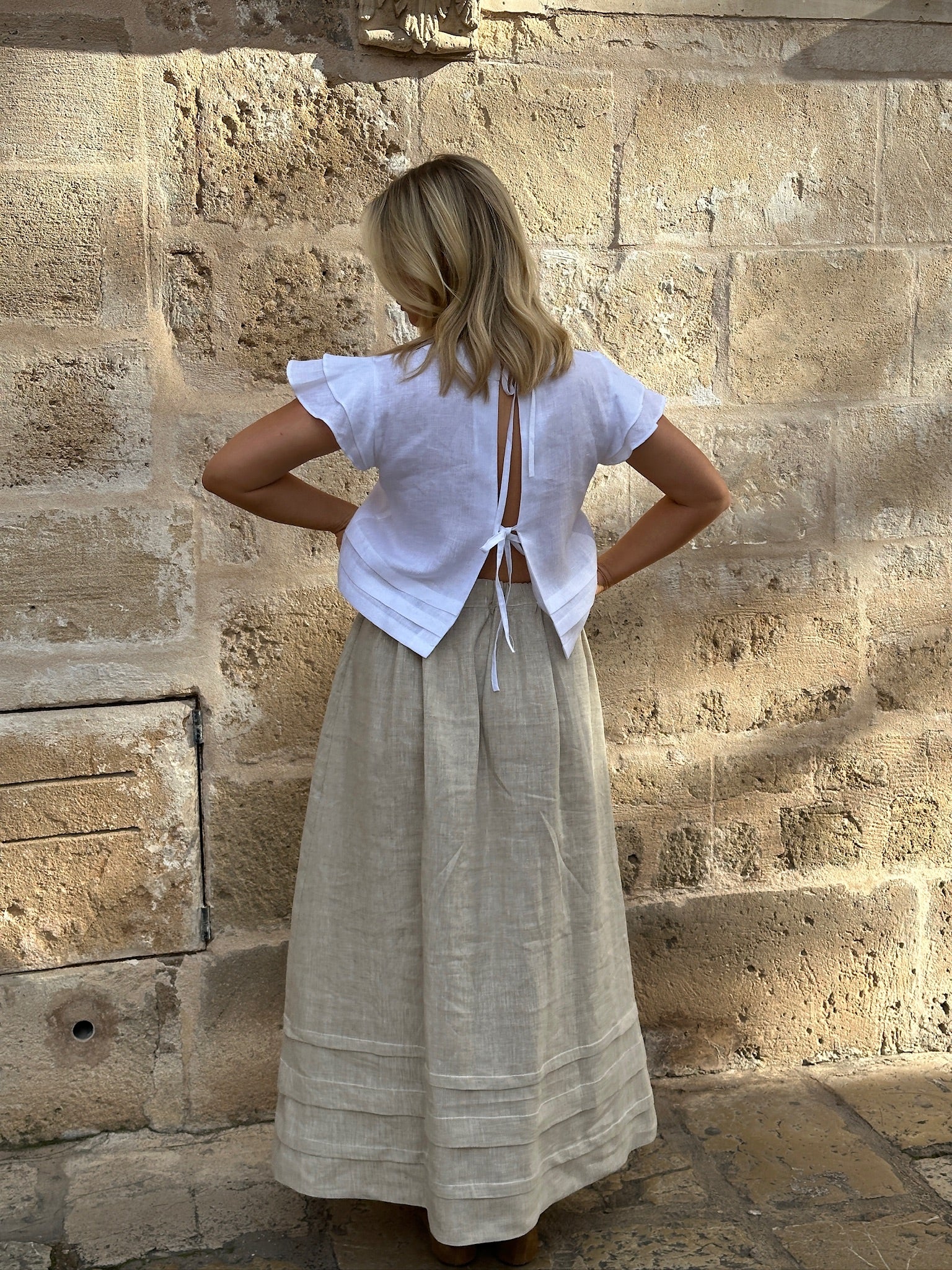 blusa blanca de lino mujer 
