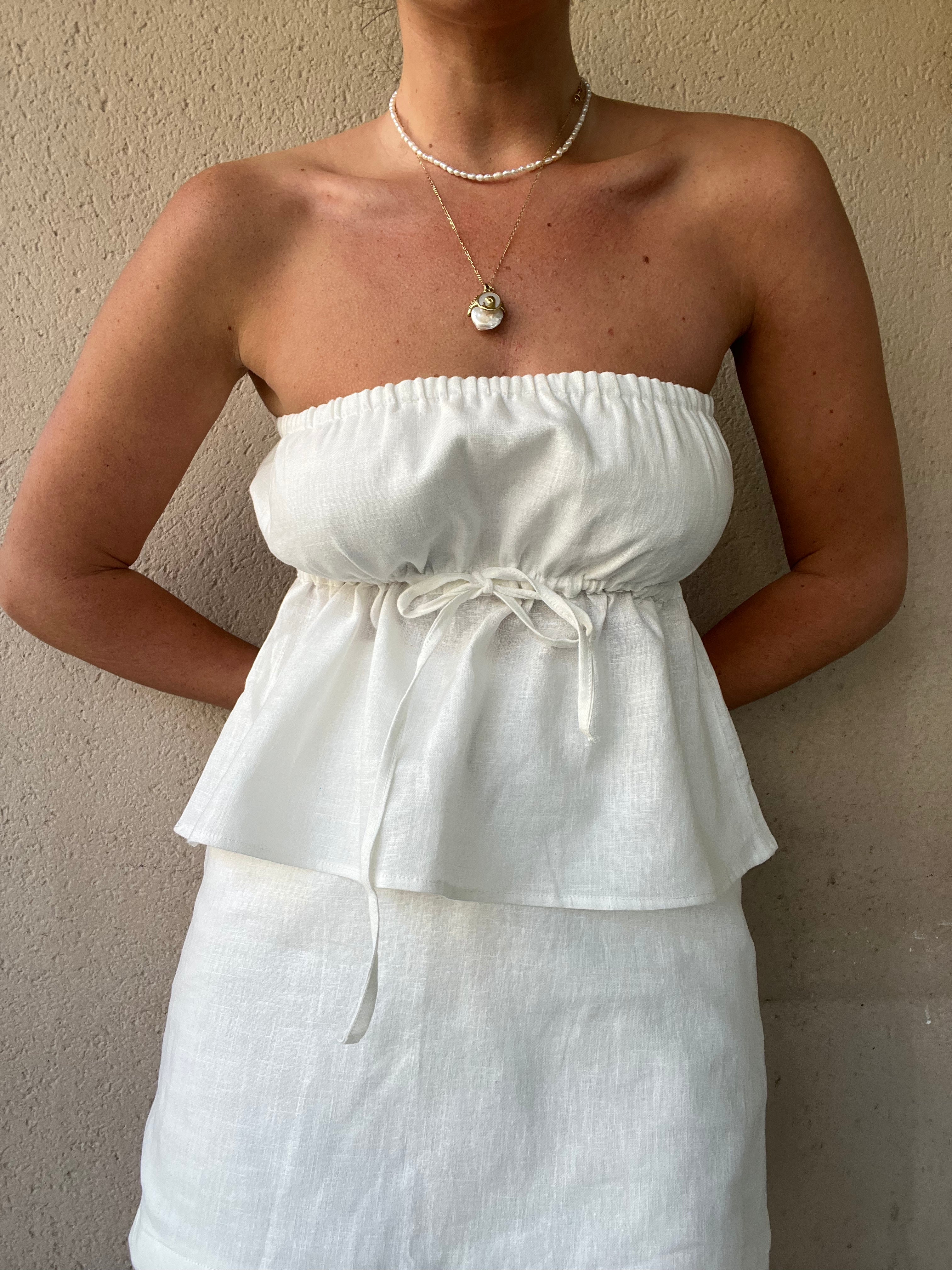top blanco lino verano