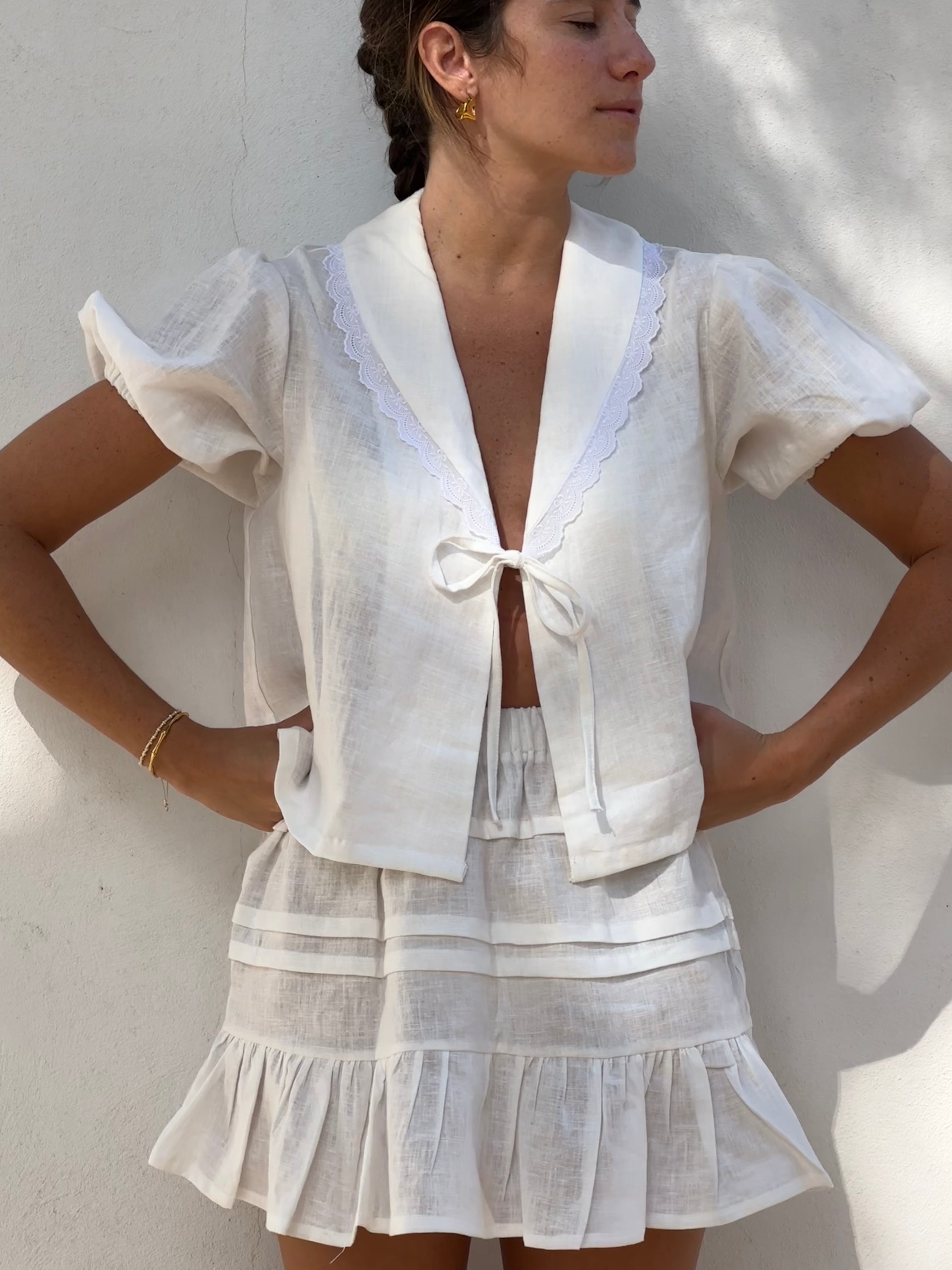 blusa de lino elegante color blanca